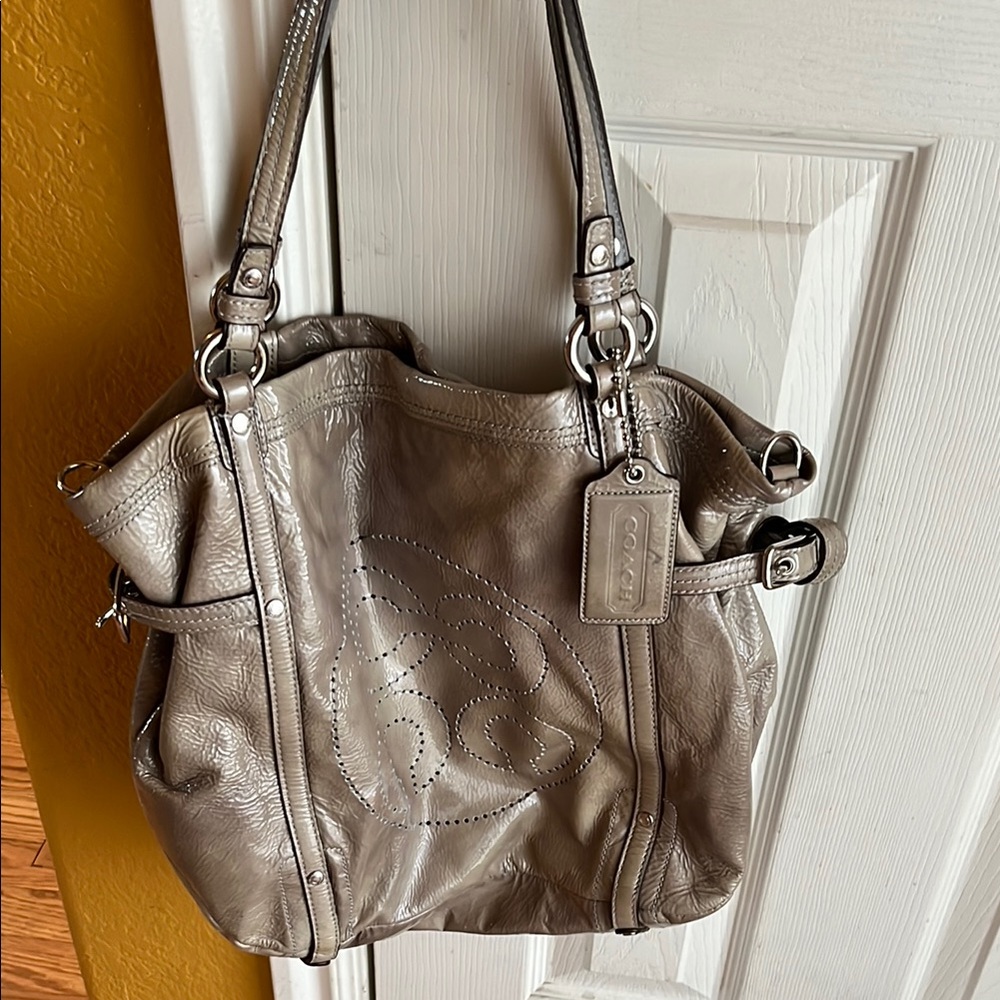 Coach Gray Leather Tote Bag